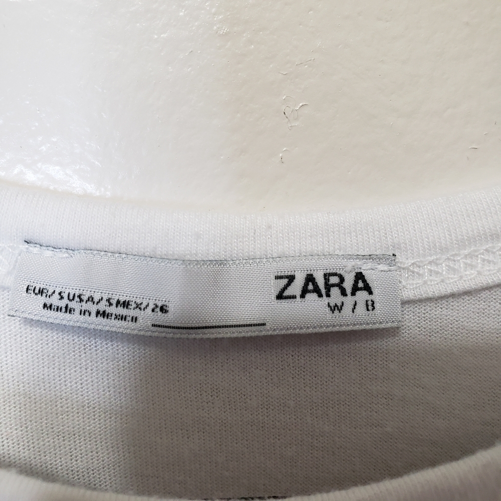 Zara Front Text Infinite Basic White Tee Small Si… - image 4